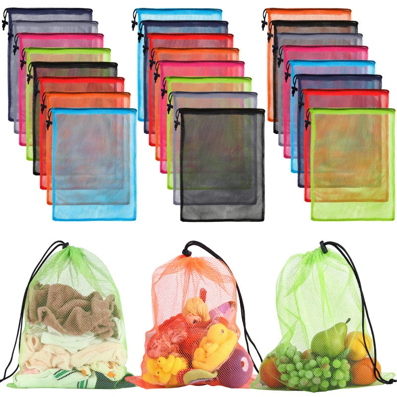 iMucci 13""X15.5"" 24Pcs Mesh Laundry Drawstring Bag Nylon Drawstring Gym Bag with Cord Lock Closure - Image 1